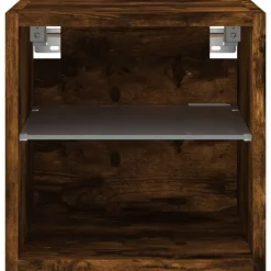 vidaXL Mueble de TV de pared con luces LED 30x28,5x30 cm Roble ahumado Hot