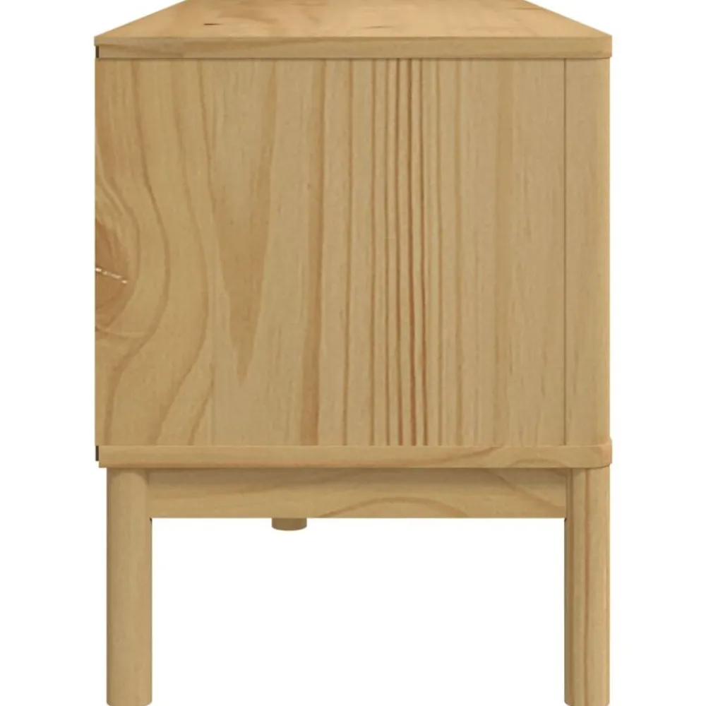 vidaXL Muebles Tv-Mueble de TV FLORO madera maciza pino marrón cera 114x43x55 cm