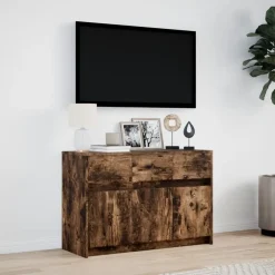 vidaXL Muebles Tv-Mueble de TV LED madera ingeniería 91x34x61 cm