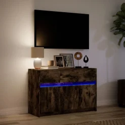 vidaXL Muebles Tv-Mueble de TV LED madera ingeniería 91x34x61 cm