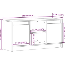 vidaXL Muebles Tv-Mueble de TV LED madera ingeniería gris hormigón 100x34x50 cm
