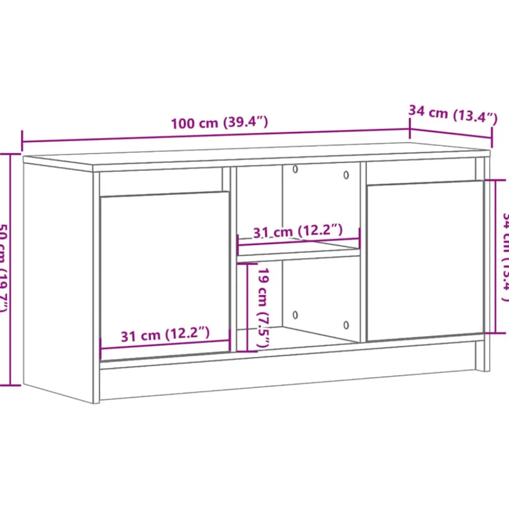 vidaXL Muebles Tv-Mueble de TV LED madera ingeniería gris hormigón 100x34x50 cm