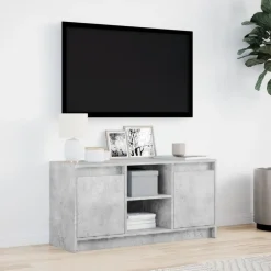 vidaXL Muebles Tv-Mueble de TV LED madera ingeniería gris hormigón 100x34x50 cm