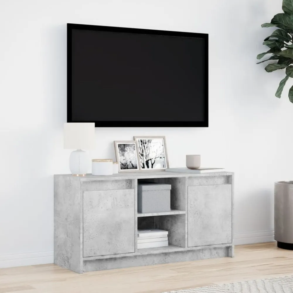 vidaXL Muebles Tv-Mueble de TV LED madera ingeniería gris hormigón 100x34x50 cm
