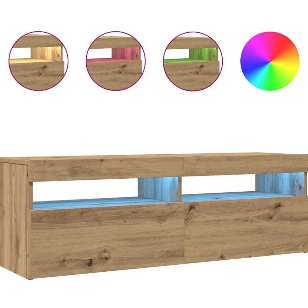 vidaXL Mueble de TV luces LED madera 120x35x40 cm Roble artisan Best
