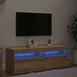 vidaXL Mueble de TV luces LED madera 120x35x40 cm Roble artisan Best