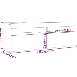 vidaXL Mueble de TV luces LED madera 120x35x40 cm Roble artisan Best