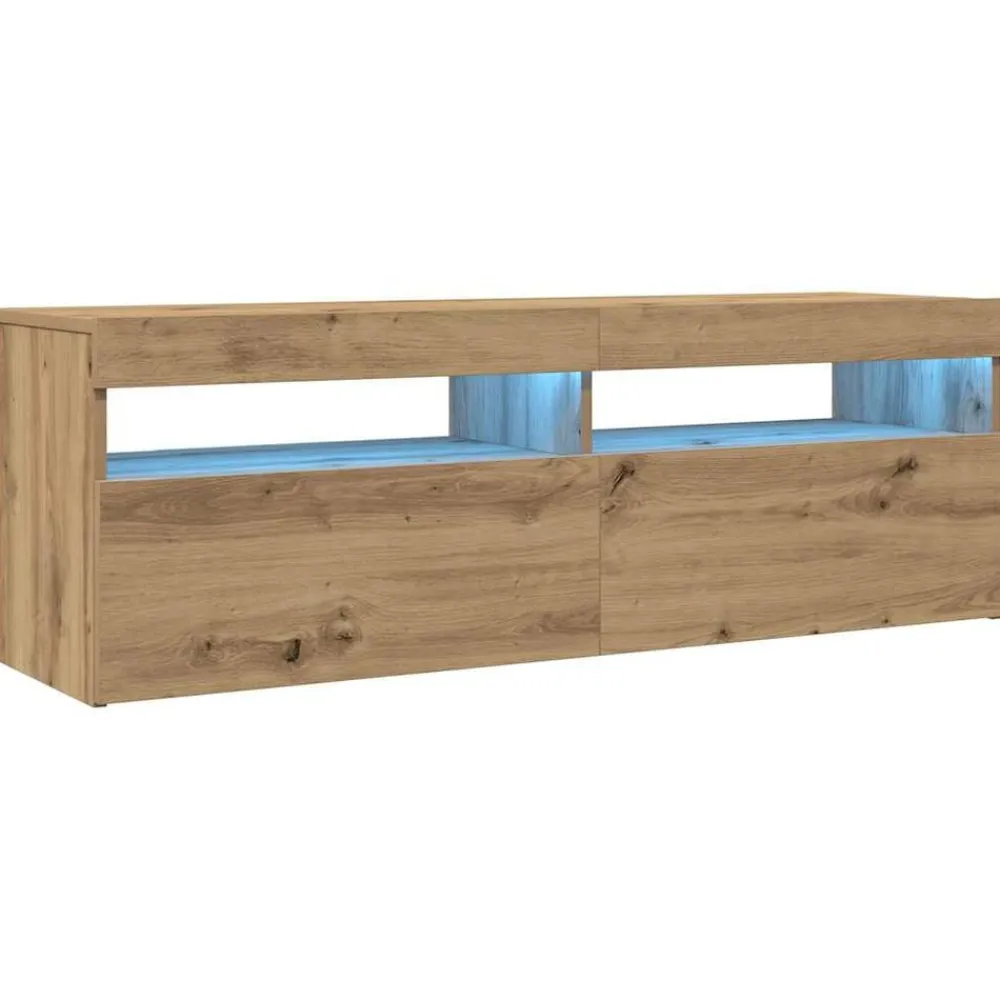 vidaXL Mueble de TV luces LED madera 120x35x40 cm Roble artisan Best