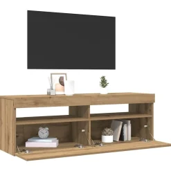 vidaXL Mueble de TV luces LED madera 120x35x40 cm Roble artisan Best