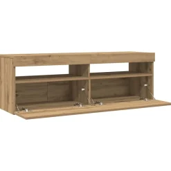 vidaXL Mueble de TV luces LED madera 120x35x40 cm Roble artisan Best