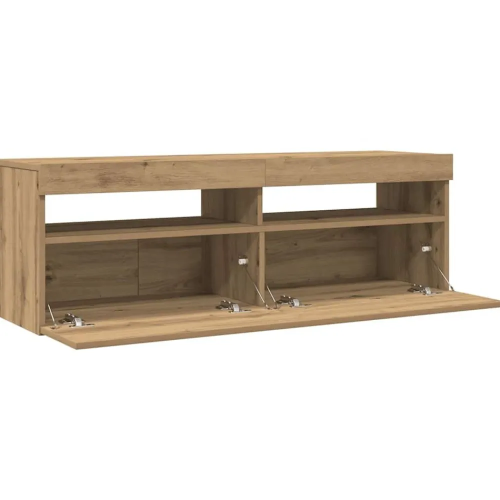 vidaXL Mueble de TV luces LED madera 120x35x40 cm Roble artisan Best