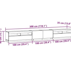 vidaXL Mueble de TV luces LED madera 300x35x40 cm Roble artisan Sale