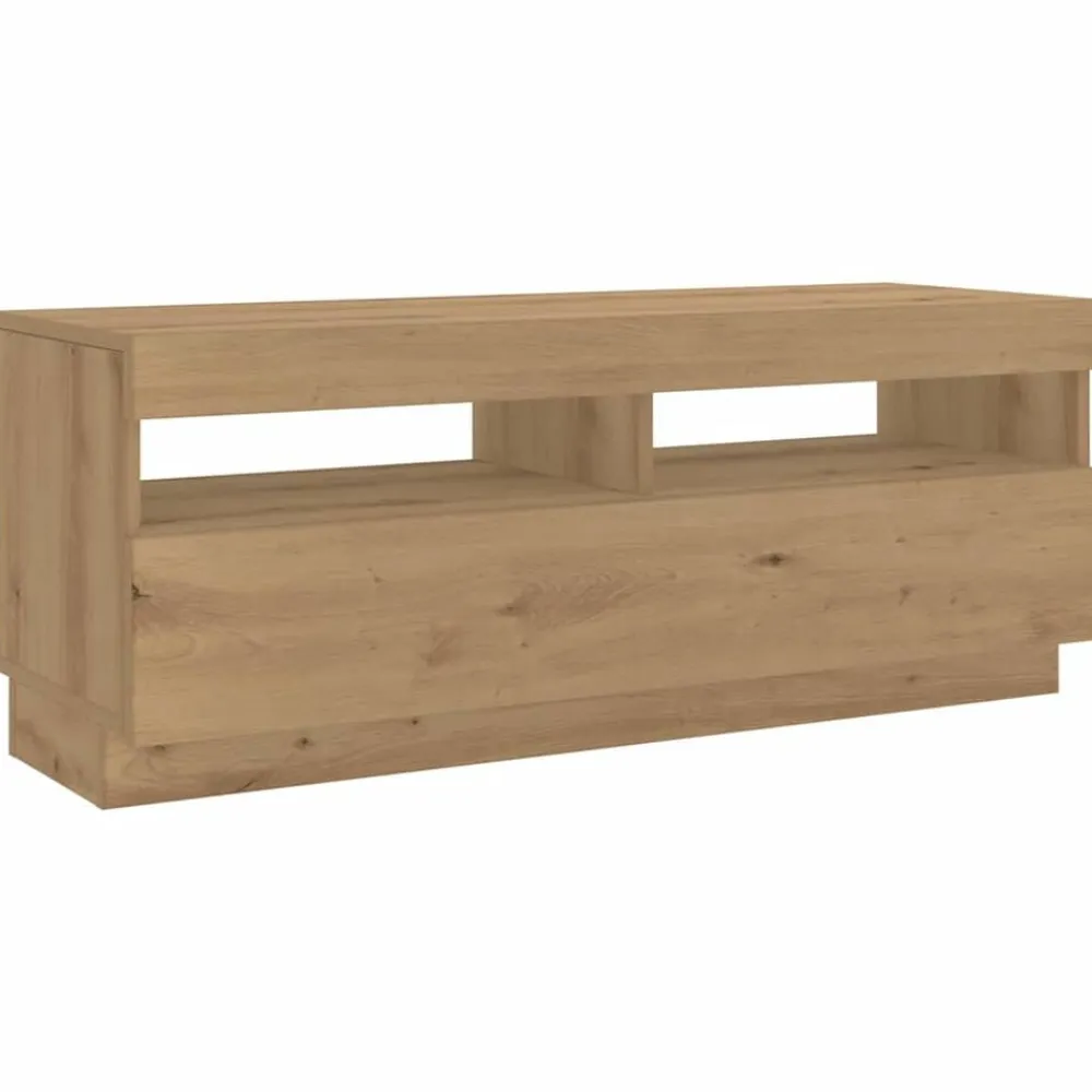 vidaXL Mueble de TV luces LED madera 300x35x40 cm Roble artisan Sale