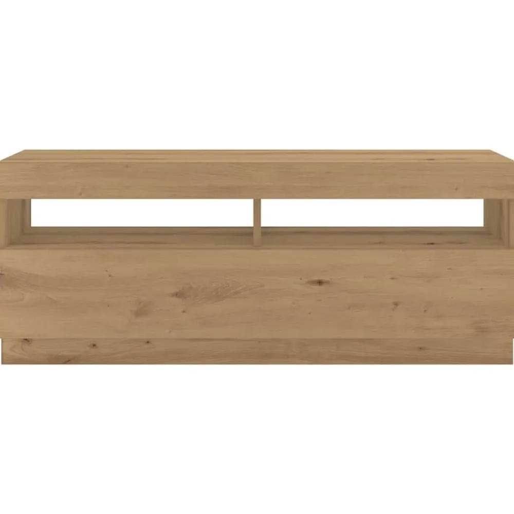 vidaXL Mueble de TV luces LED madera 300x35x40 cm Roble artisan Sale