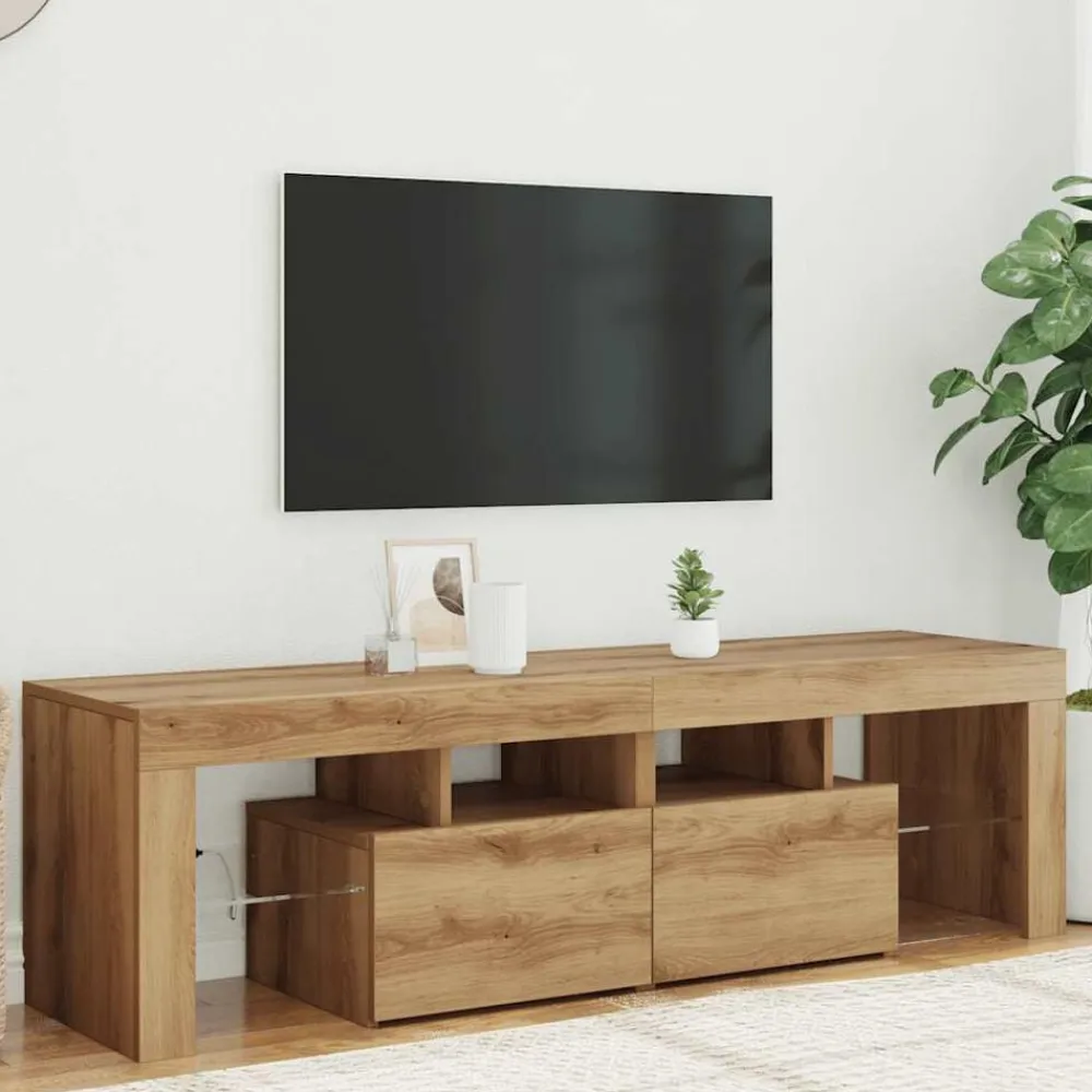 vidaXL Muebles Tv-Mueble de TV luces LED madera 140x36,5x40 cm