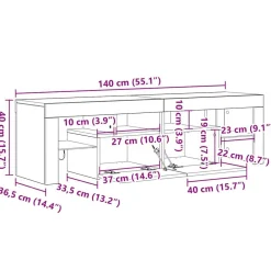 vidaXL Muebles Tv-Mueble de TV luces LED madera 140x36,5x40 cm
