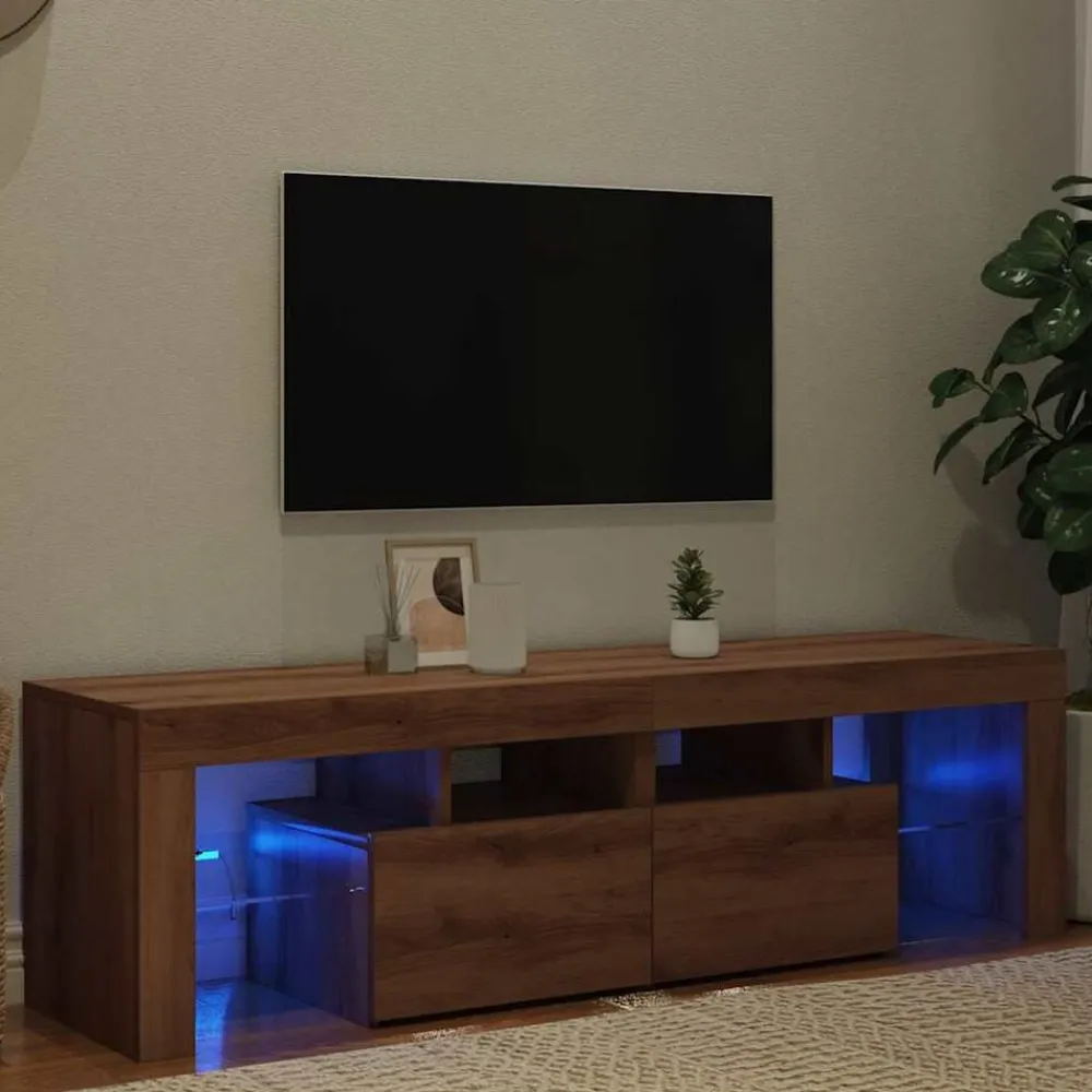 vidaXL Muebles Tv-Mueble de TV luces LED madera 140x36,5x40 cm