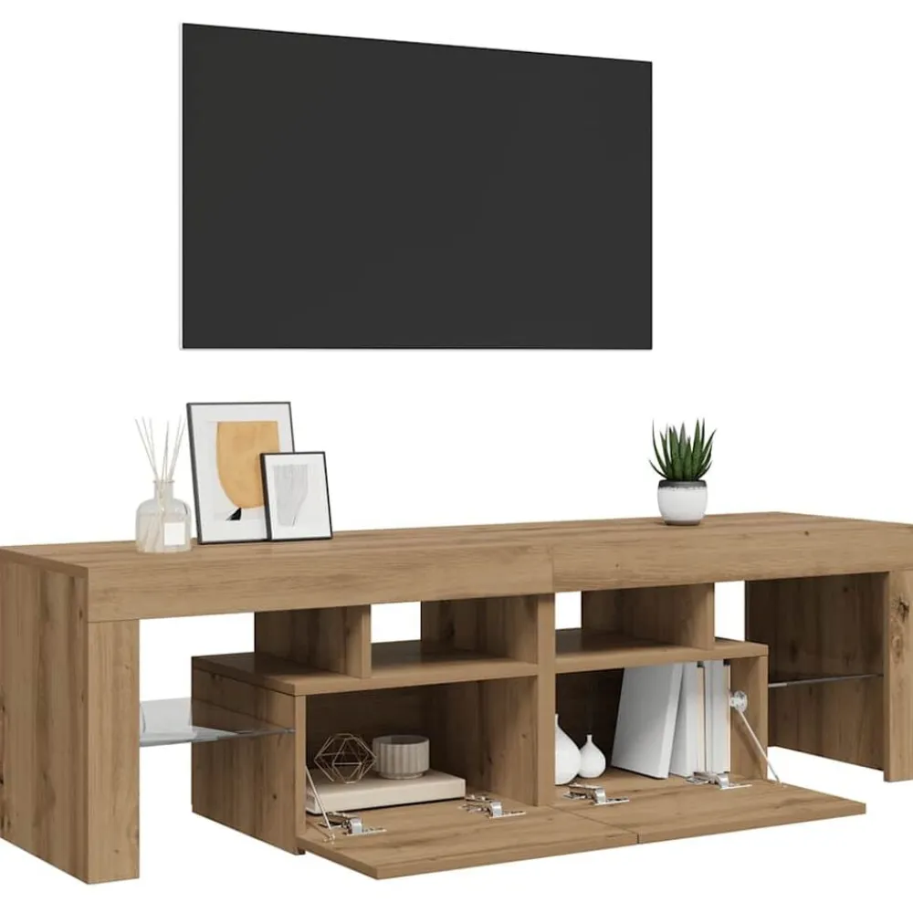vidaXL Muebles Tv-Mueble de TV luces LED madera 140x36,5x40 cm