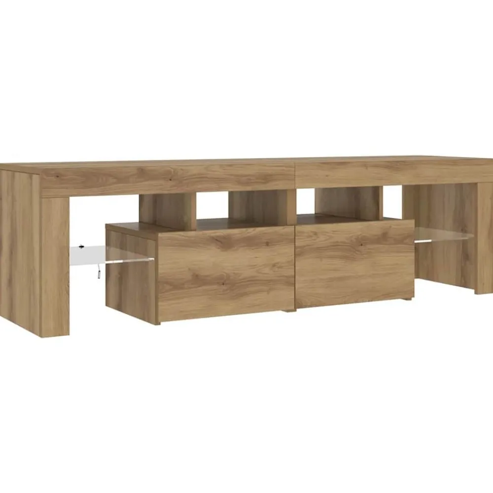 vidaXL Muebles Tv-Mueble de TV luces LED madera 140x36,5x40 cm