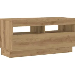 vidaXL Mueble de TV luces LED madera 260x35x40 cm Roble artisan Clearance