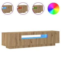 vidaXL Mueble de TV luces LED madera 160x35x40 cm Roble artisan Outlet