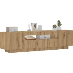 vidaXL Mueble de TV luces LED madera 160x35x40 cm Roble artisan Outlet