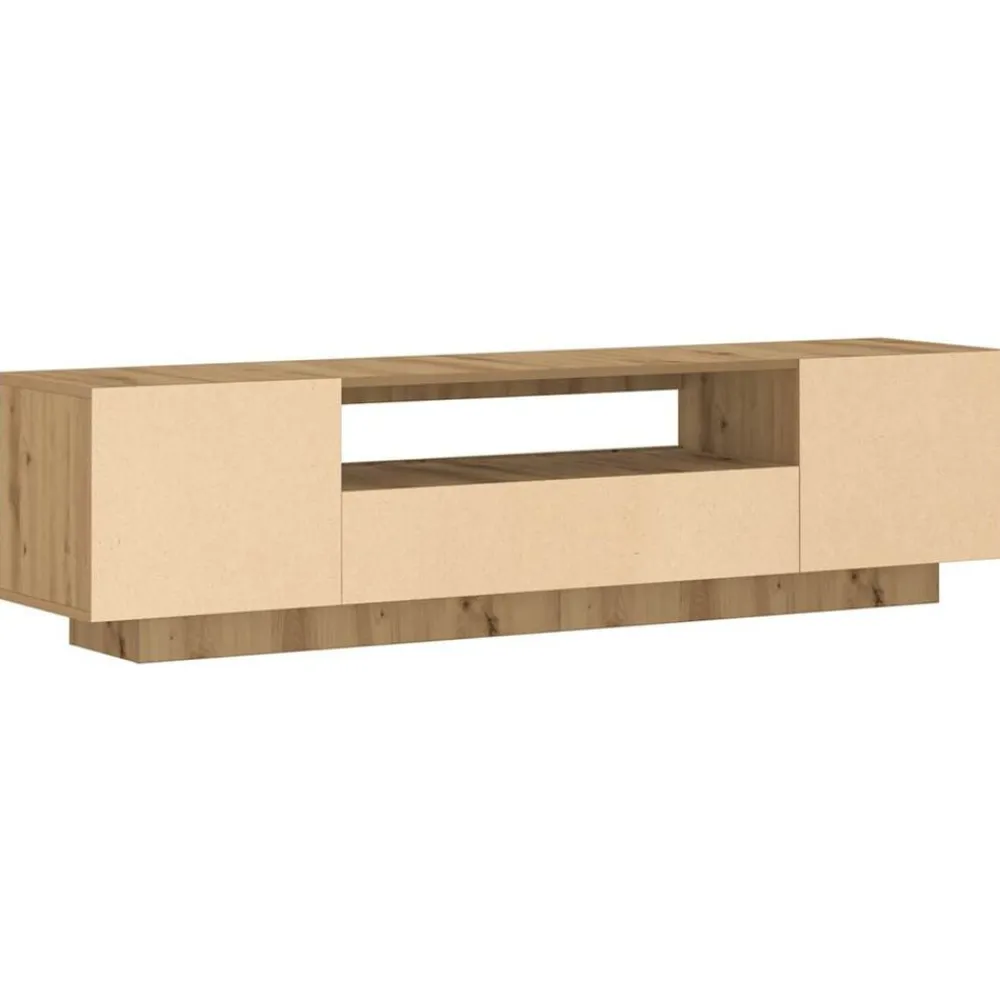 vidaXL Mueble de TV luces LED madera 160x35x40 cm Roble artisan Outlet