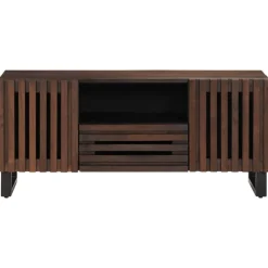 vidaXL Armarios Y Almacenamiento-Mueble de TV madera maciza mango marrón 100x34x46 cm