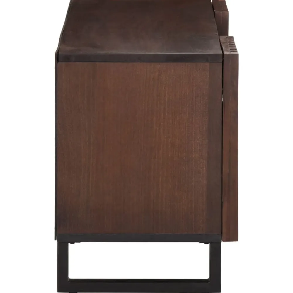 vidaXL Armarios Y Almacenamiento-Mueble de TV madera maciza mango marrón 100x34x46 cm