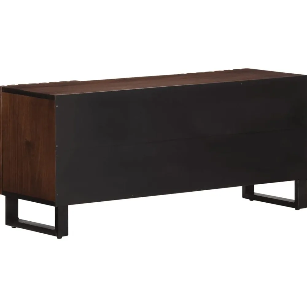 vidaXL Armarios Y Almacenamiento-Mueble de TV madera maciza mango marrón 100x34x46 cm