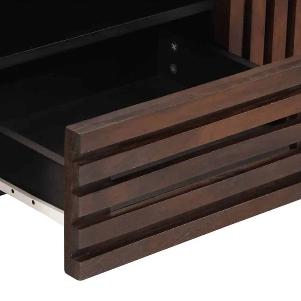 vidaXL Armarios Y Almacenamiento-Mueble de TV madera maciza mango marrón 100x34x46 cm