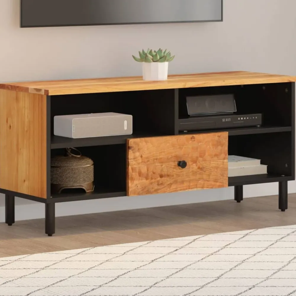 vidaXL Muebles Tv-Mueble de TV madera maciza de acacia 100x33x46 cm