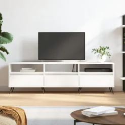 vidaXL Mueble de TV madera contrachapada 150x30x44,5 cm Blanco Sale