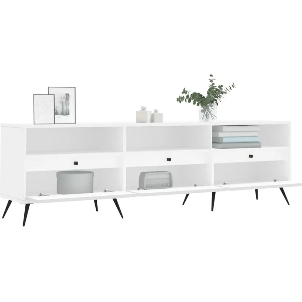 vidaXL Mueble de TV madera contrachapada 150x30x44,5 cm Blanco Sale