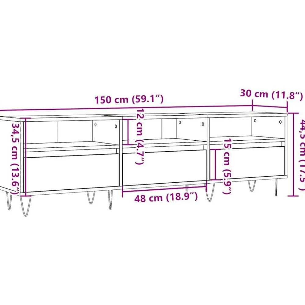 vidaXL Mueble de TV madera ingeniería madera envejecida 150x30x44,5 cm Madera antigua Outlet