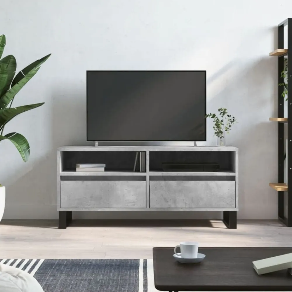 vidaXL Muebles Tv-Mueble de TV madera contrachapada gris hormigón 100x34,5x44,5cm