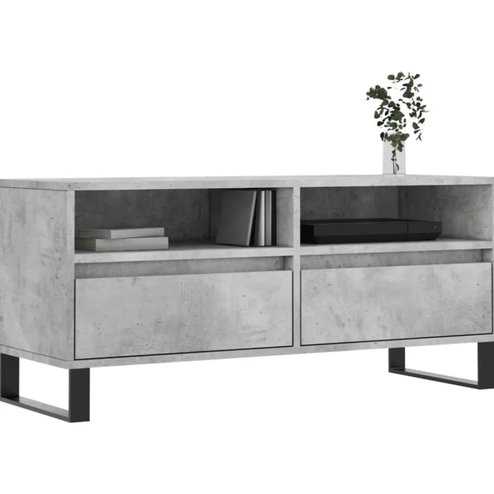 vidaXL Muebles Tv-Mueble de TV madera contrachapada gris hormigón 100x34,5x44,5cm