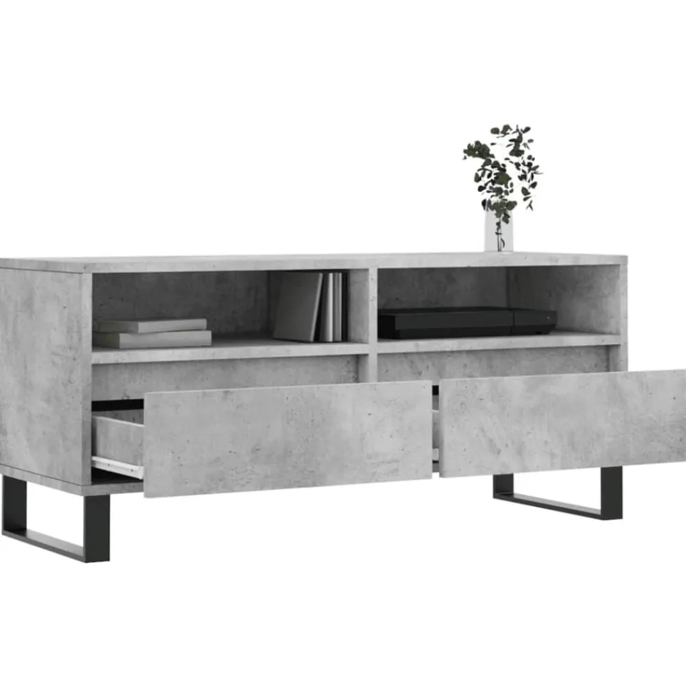 vidaXL Muebles Tv-Mueble de TV madera contrachapada gris hormigón 100x34,5x44,5cm