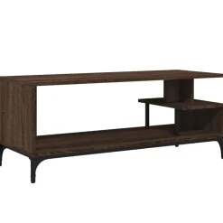 vidaXL Muebles Tv-Mueble de TV madera de ingeniería y acero marrón 102x40x41 cm