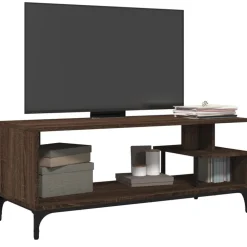 vidaXL Muebles Tv-Mueble de TV madera de ingeniería y acero marrón 102x40x41 cm