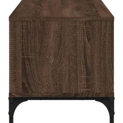 vidaXL Muebles Tv-Mueble de TV madera de ingeniería y acero marrón 102x40x41 cm
