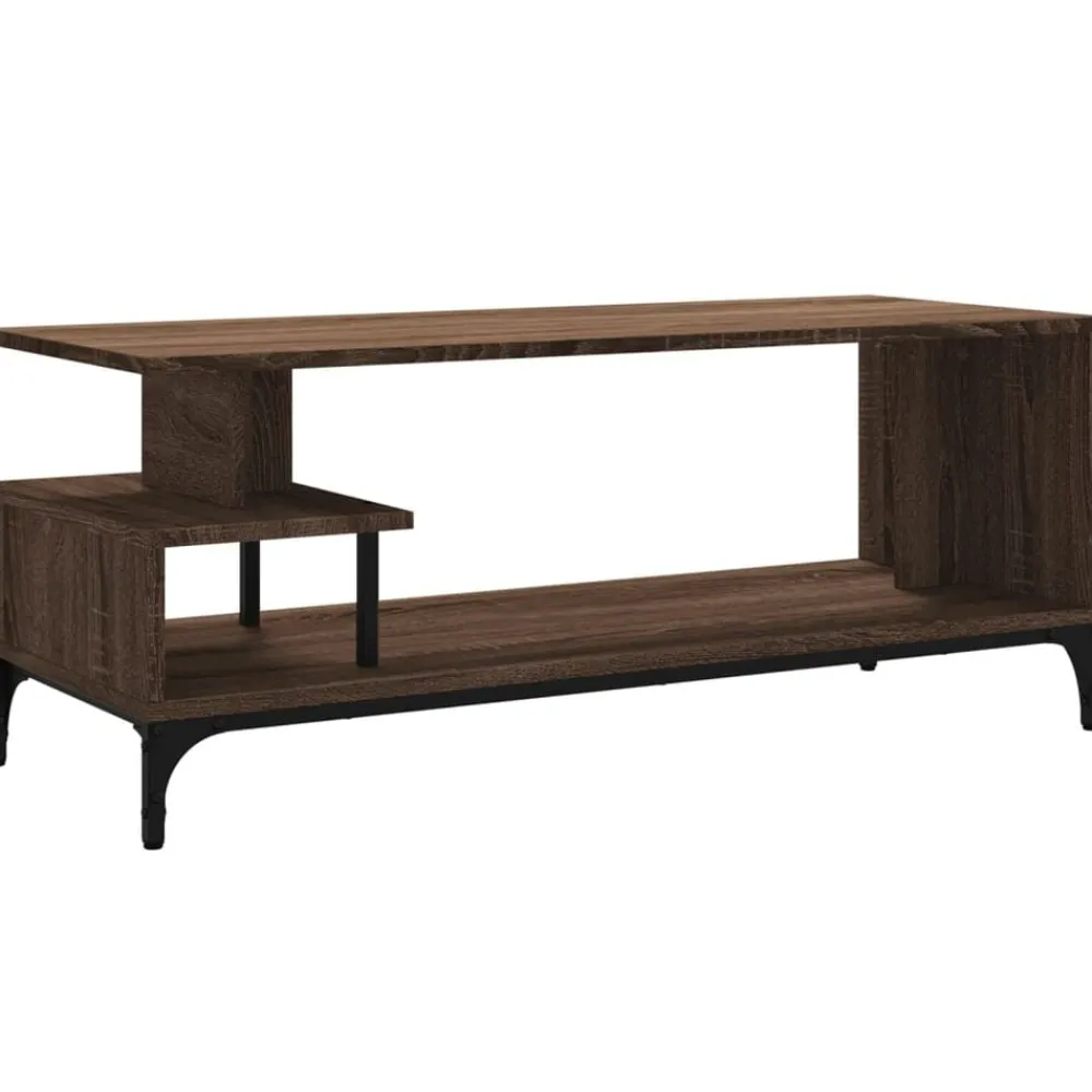 vidaXL Muebles Tv-Mueble de TV madera de ingeniería y acero marrón 102x40x41 cm