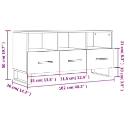 vidaXL Muebles Tv-Mueble de TV madera de ingeniería 102x36x50 cm