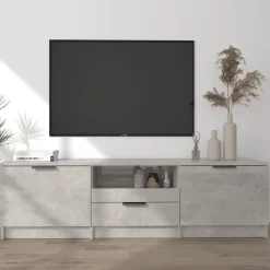vidaXL Muebles Tv-Mueble de TV madera contrachapada gris hormigón 140x35x40 cm