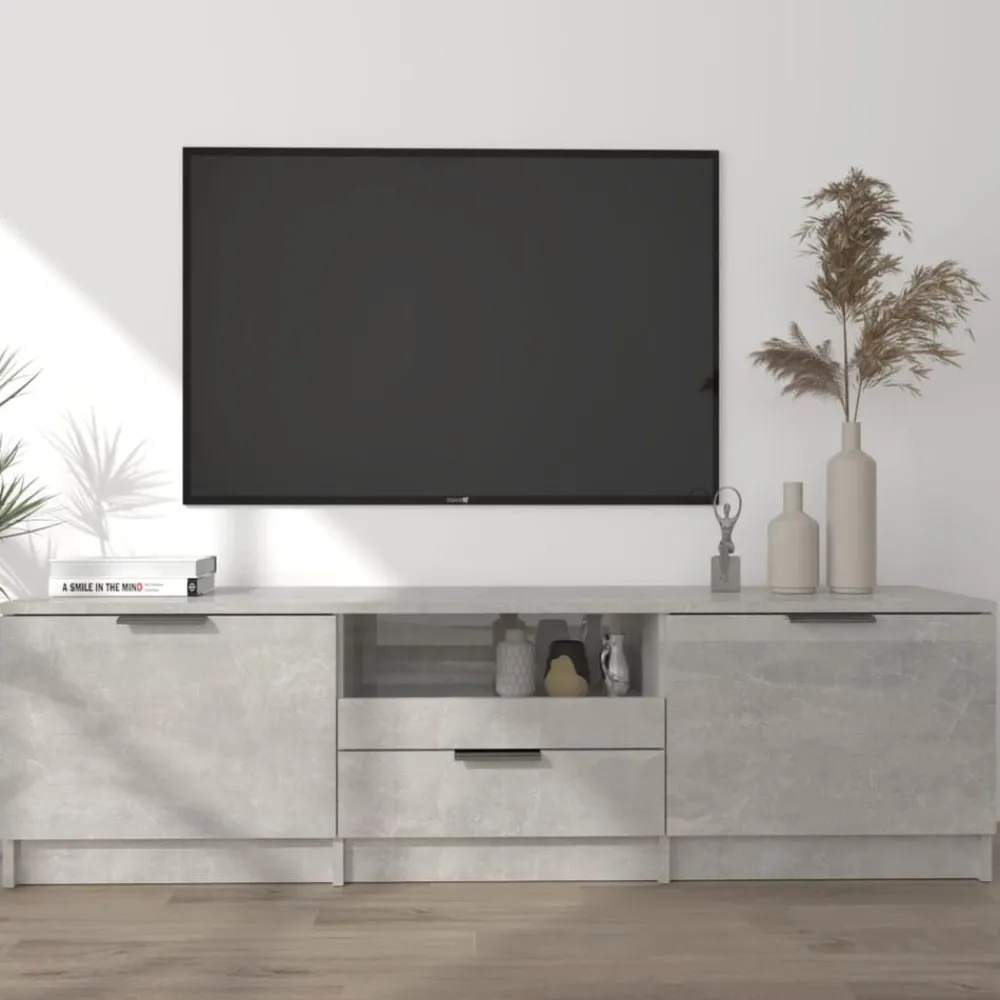 vidaXL Muebles Tv-Mueble de TV madera contrachapada gris hormigón 140x35x40 cm