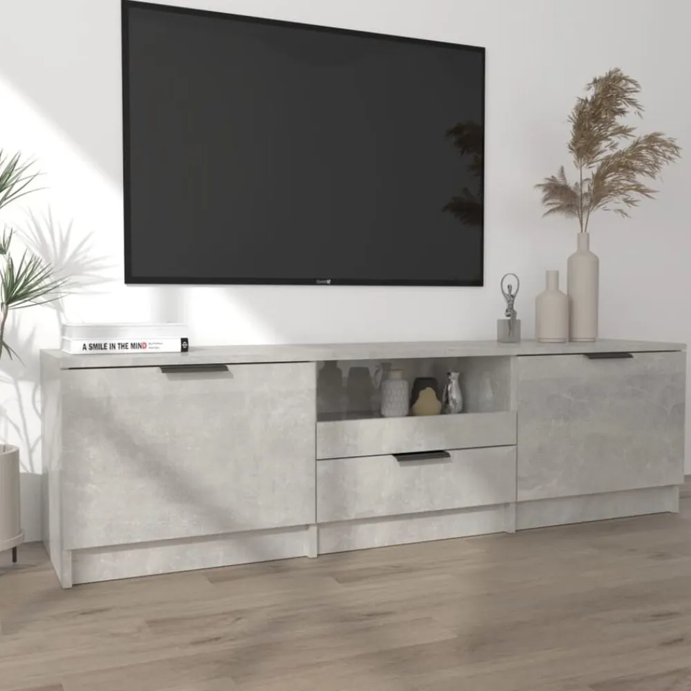 vidaXL Muebles Tv-Mueble de TV madera contrachapada gris hormigón 140x35x40 cm
