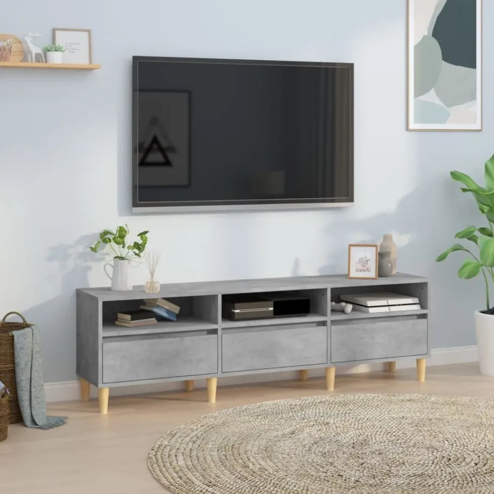 vidaXL Mueble de TV madera contrachapada gris hormigón 150x30x44,5 cm Gris hormigón Discount