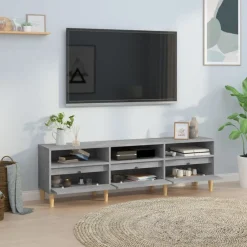 vidaXL Mueble de TV madera contrachapada gris hormigón 150x30x44,5 cm Gris hormigón Discount