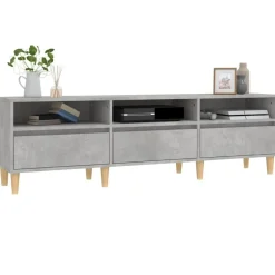 vidaXL Mueble de TV madera contrachapada gris hormigón 150x30x44,5 cm Gris hormigón Discount