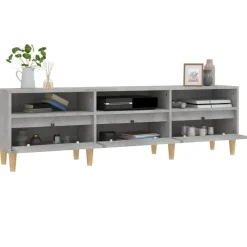 vidaXL Mueble de TV madera contrachapada gris hormigón 150x30x44,5 cm Gris hormigón Discount